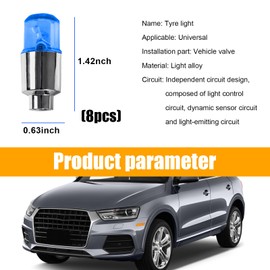 Sylvil 8 PCS LED Tire Valve Stem Cap Lights, Waterproof Motion Tyre Spoke Lights for Wheel Decoration, Cool Modify Neon Valve Wheel Light Assemble, Universal Motorcycle Accessories (Blue)
