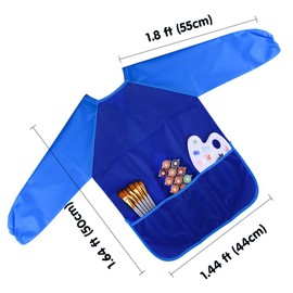 KUUQA 6Pcs Waterproof Play Art Smock, Painting Aprons with Long Sleeve and 3 Pockets for Painting, Feeding，Age 6+ Years (Paints And Brushes Not Included)