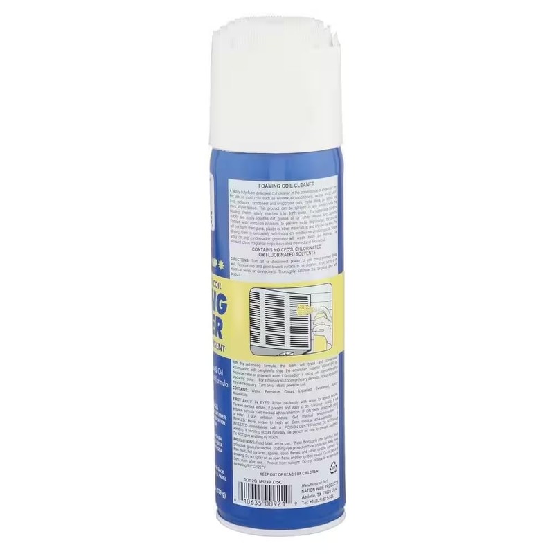 A/C Safe Air Conditioner Foaming Coil Cleaner With Attached Brush