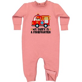 inktastic Fireman Daddy Is a Firefighter Baby Fleece Romper 12 Months Mauve 35f78