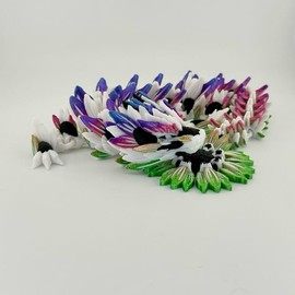 Unique 3D Sunflower Dragon Decor Figurine - Color: White & Rainbow Petals