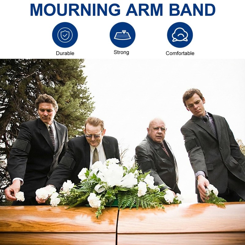 SOONHUA 30pcs Mourning Arm Bands, Black Elastic Memorial Wristbands for