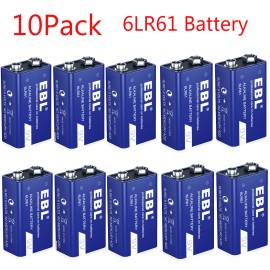 EBL 10x 9 Volt  6LR61 Alkaline Batteries cells Bulk (new)EXP.12/20