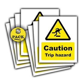 8-Pack Caution Trip Hazard Vinyl Sticker Sign Waterproof & UV-Resistant, 110mm x 90mm - Mind The Step