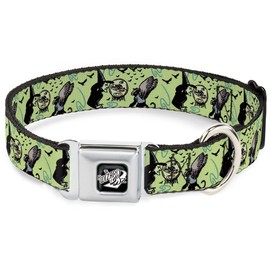 Movies Pet Collar, Dog Collar Metal Seatbelt Buckle, The Wizard of Oz Wicked Witch of The West and Flying Monkeys, 15 to 24 Inches 1.0 Inch Wide