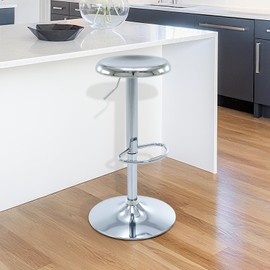 Brage Living Bar Stools, Adjustable Height Swivel Bar Stools, Metal Airlift Barstools, Backless Counter Height Bar Chairs for Kitchen Dining Room Pub Cafe 1Pc (Silver)