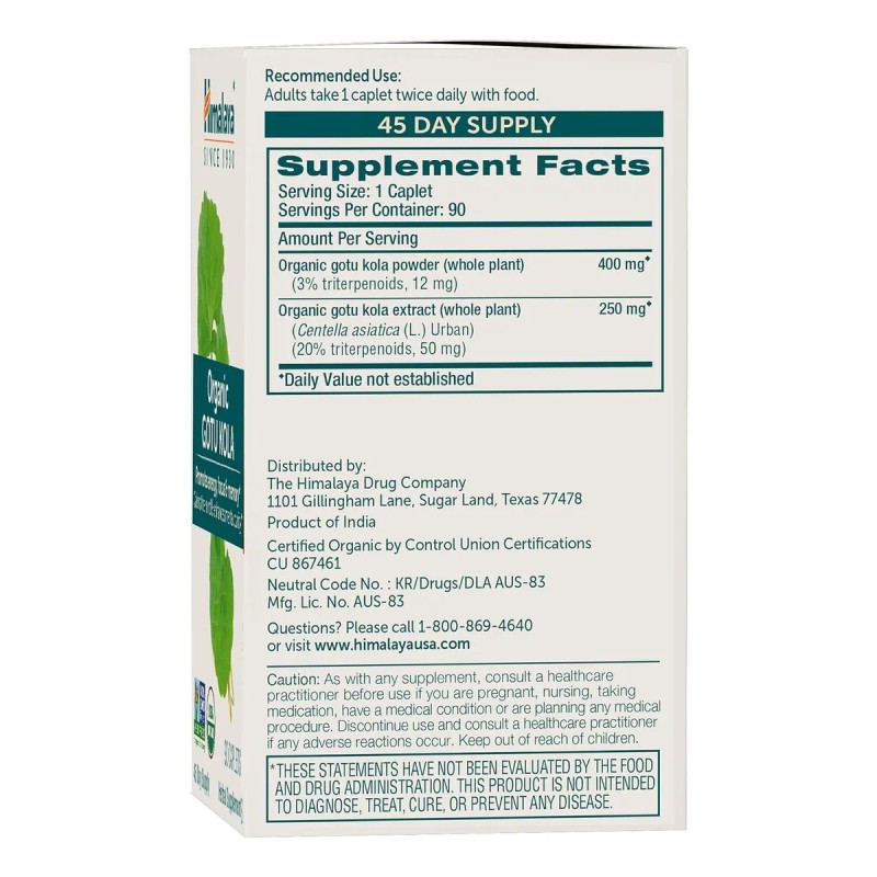 Gotu Kola Organica 650mg Con 90 Capsulas Hecho En Usa