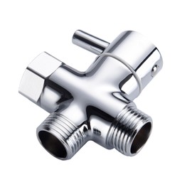 3-Way Solid Brass Chrome Plated Shower Arm Switching Valve G1/2 Thread - Universal Bathroom Replacement Compatible with Handheld and Stationary Showerheads - Tool-Free Installation Leak-Proof Design