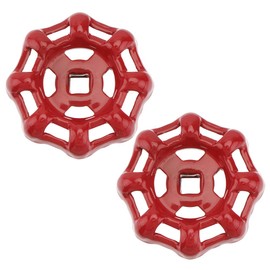 ULTECHNOVO 2pcs Universal Outdoor Faucet Handle, Sillcock Faucet Handle, Metal Hose Bibb Round Wheel Handle Sillcock Wheel Handle for Sillcock, Stopcocks and Valves, 7x7mm, Red