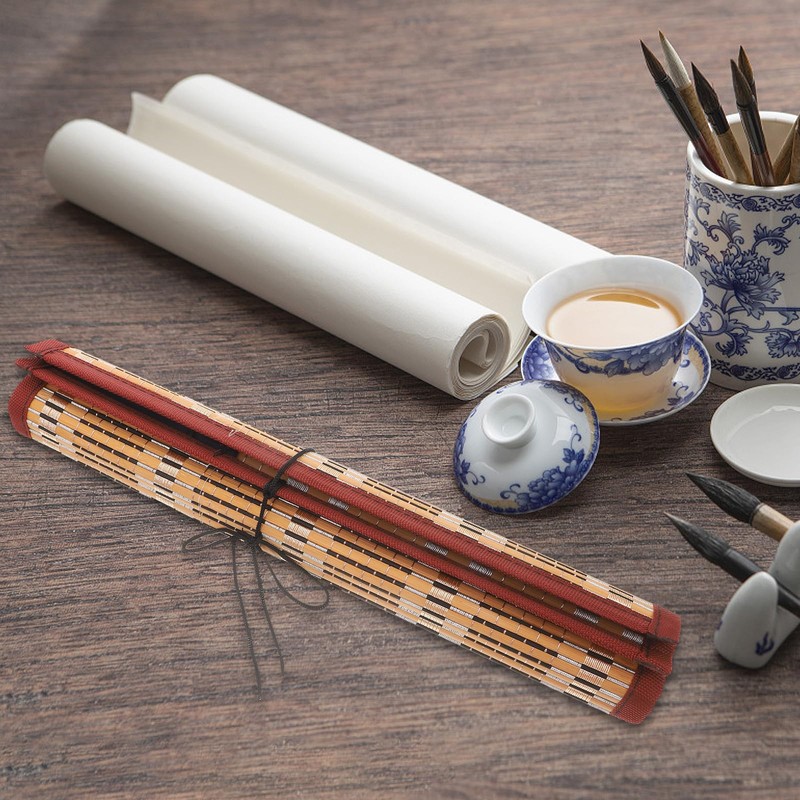 NUOBESTY Roll-up Bamboo Brush Holder Portable Calligraphy Pen Storage Organizer