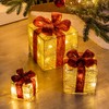 Gravidus Set of 3 Illuminated Gift Boxes, Christmas Decoration, Beige
