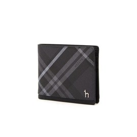 Hazzys (신세계센텀점)DUBLIN 블랙 체크 가죽 2단 반지갑 HJWA5E866BK (Duty Free) DUBLIN Black Check Leather 2-Fold Wallet HJWA5E866BK