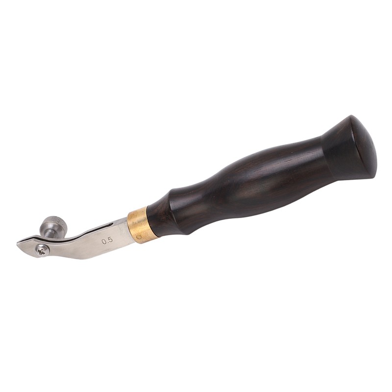 Leather Creaser 0.5mm Regulable Screw Ebony Handle Arc Design Stainless