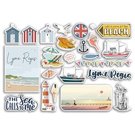 A5 Sticker Sheet Lyme Regis Vinyl Stickers - Beach Seaside British England Coast Sea Ocean Boat Flag Travel Holiday Scrapbook Gift Aesthetic #79086