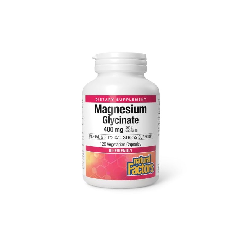 Natural Factors Bisglicinato de magnesio 200 mg 120 cápsulas vegetarianas