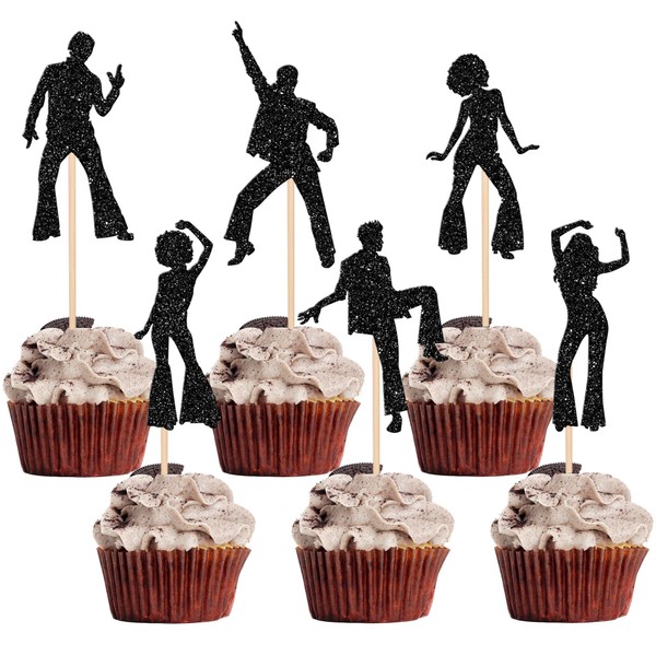 Paquete de 30 adornos para cupcakes de discoteca de los
