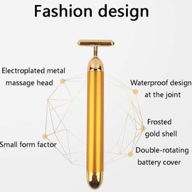 24k Gold Beauty Stick, Facial Care Massager with Face Roller, Anti-Wrinkle, Anti-Wrinkle, Lifting and Firming (Gold)