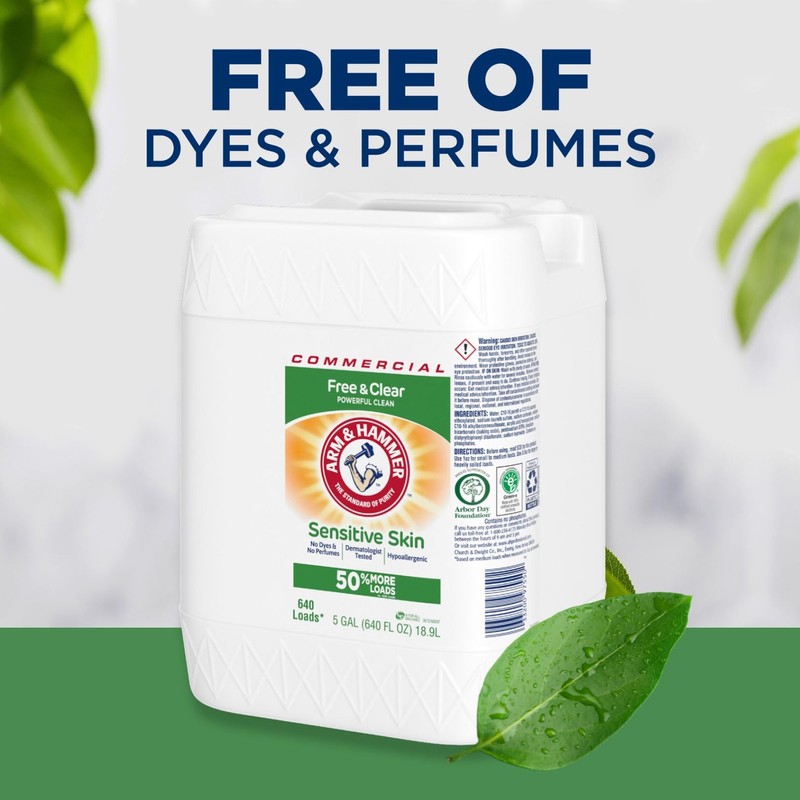 Arm & Hammer 33200-97550 Liquid Laundry Detergent Free & Clear,