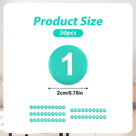 Pack of 50 Magnetic Numbers 1-50, Magnets with Numbers, Round Numbers, Fridge Magnets for Whiteboard, Dry Wipe Boards, Home, Classroom, Office, Fridge (2 cm Diameter, Green)