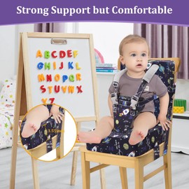 Booster Seat for Kitchen Chair at Table - Toddler Harness Seat Straps High Back Detachable Cover Ease of Cleaning Sturdy Booster Seat for Dining Table for Kid Child Baby