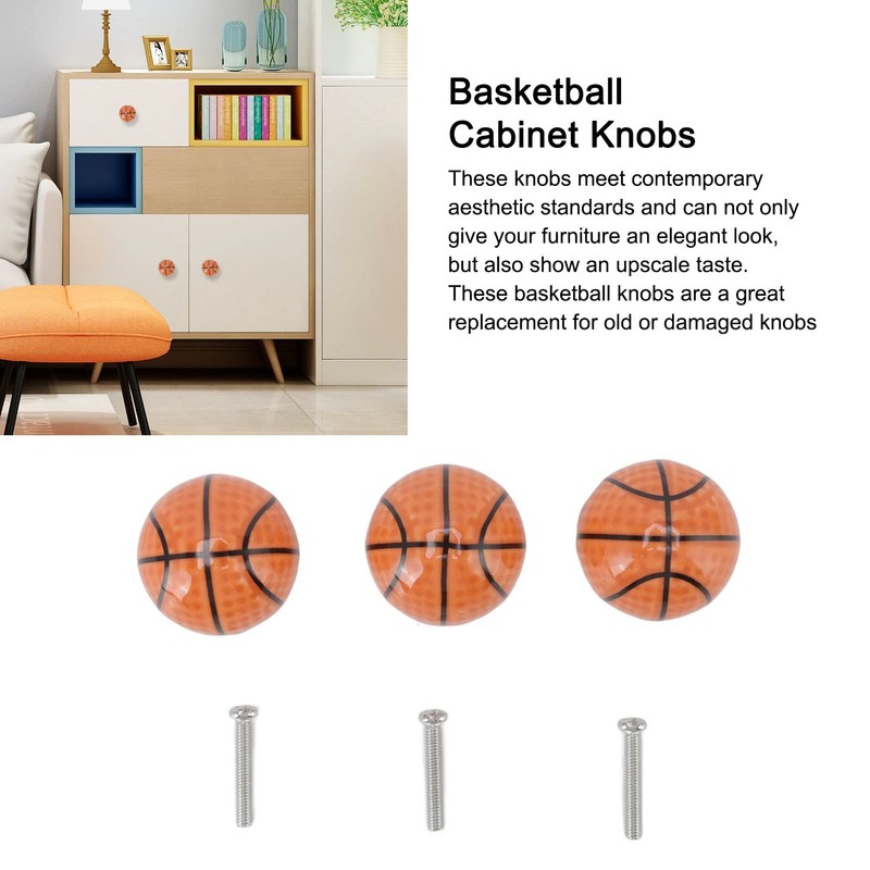Cupboard Knobs, Basketball Sports Theme, Ceramic Drawer Handles, Door Knobs