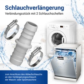 VIOKS Drain Hose Connector, Washing Machine Connection Adapter, 17/17 mm Diameter with 2 x Hose Clamps, Stainless Steel, 18-28 mm, Washing Machine Drain Connection Adapter with Hose Clamps Set