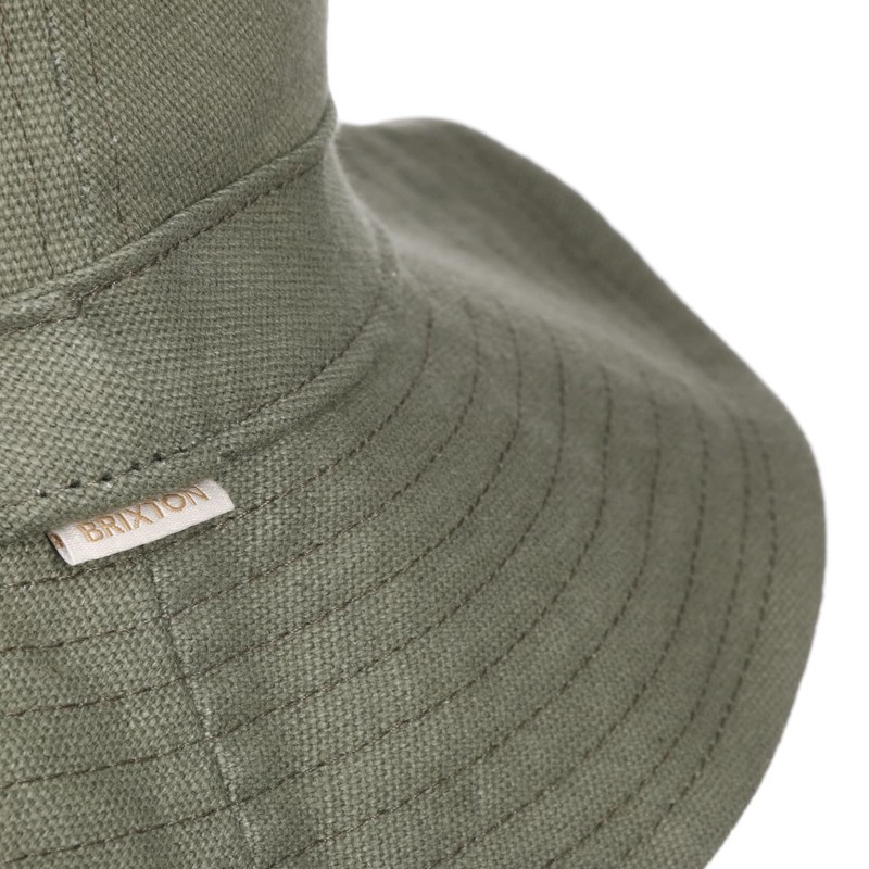 BRIXTON Unisex Petra Packable Bucket Hat Fishing Hat, Military Olive/Leopard,