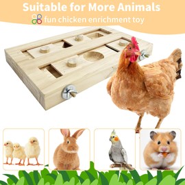 FlidRunest FidRunest Extra-Large Wooden Chicken Foraging Toys Interactive Slow Feeder Toy for Coop Enrichment Toys for Hens Chick Chicken Coop Puzzle Maintain Your Hens Entertained