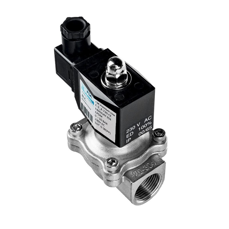 FSA Solenoid Valve Stainless Steel 304 3/4 Inch 230 V