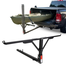 ECOTRIC Truck Bed Hitch Extender 2 in 1 Design Foldable Extension Pick Up Rack Canoe Boat Kayak Lumber w/Flag