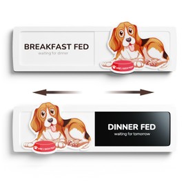 JOZidea Dog Fed Sign, Dog Feeding Reminder for Breakfast Dinner Fed, Pet Magnets and Adhesive Sticker Option of AM PM Pet Feeding Tracker (White)