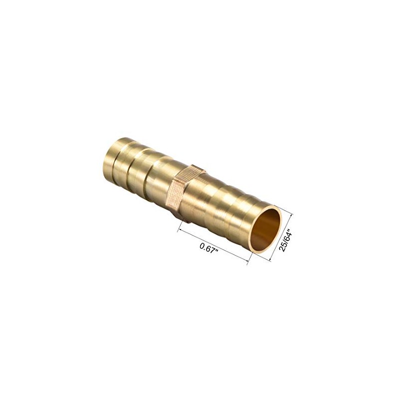 sourcing map 10mm or 3/8" ID Brass Barb Splicer Fitting,Straight