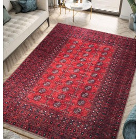 Keen Home Design Machine Washable Area Rugs with Non-Slip Backing, Ideal for Hallway, Living Room, Bedroom, Kitchen and Laundry Room, Vintage Moroccan and Low Pile Rug - (4' x 6')