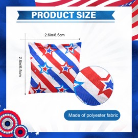 Jenaai 48 Pcs Nylon Bean Bags Colorful Bean Bag, 2.6” x 2.6” Tossing Bags (Vintage Color,4th of July)