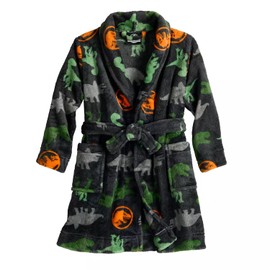 Jurassic World Boys Toddler Robe - Soft Fleece Dinosaur Pajamas - Plush Kids Bathrobe & Loungewear, Black, 2T