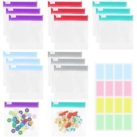 Pack of 15 Mini Zip Bags, Small, 7.5 x 7.5 cm, EVA Small Plastic Bags, Zip Bags, Pill Organiser, Resealable Bags, Multicoloured Pill Bags with Zip