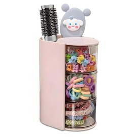 Organizador de Accesorios para el Cabello con Porta cepillos, Porta brochas de maquillaje giratorio para collares, aretes, pulseras, anillos, brochas de maquillaje, pinzas y accesorios capilares.