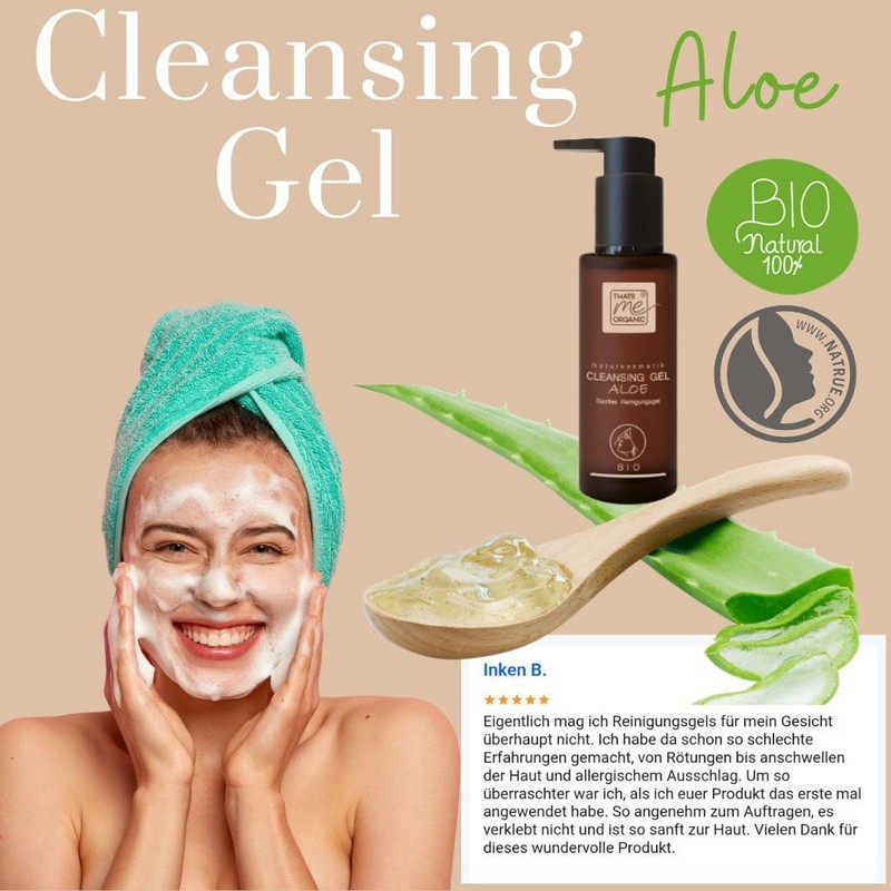 Organic Cleansing Gel Aloe - Gentle Cleansing Gel with Anti-Ageing