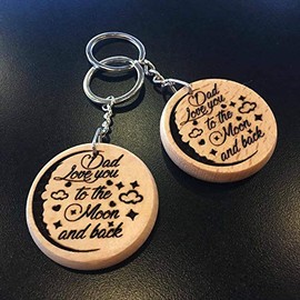 Dad Wooden Keyring Keychain Gift Love You to The Moon and Back
