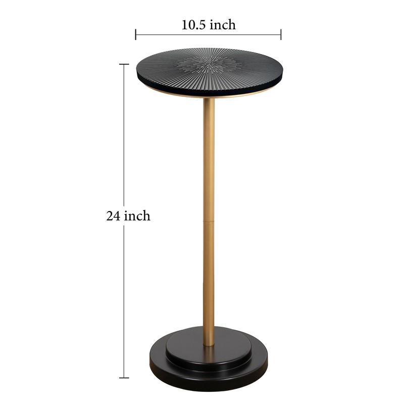 COVLON Drink Table, Small Pedestal Side Table with Wooden Carved