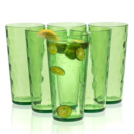 KOXIN-KARLU Mixed Drinkware 26-ounce Plastic Tumbler Acrylic Water Glasses, set of 6 Green
