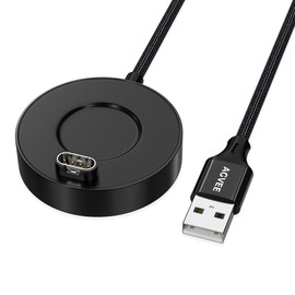 AGVEE USB(3.3ft) Aluminium Alloy Charger Dock Data Sync Charging Station Compatible with Garmin Watches Vivoactive 3 4, Fenix 8 7 6 5, Forerunner, Instinct, Venu, Tactix, D2, Quatix, Black