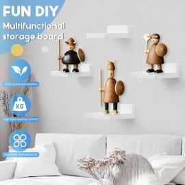 PHOENANCEE Small Floating Shelves for Wall, Set of 8, Wooden Square Shelf for Small Objects, Hanging Mini Shelf Decoration for Bedroom, Living Room,10.2cmX10.2X4cm(Rustic White)