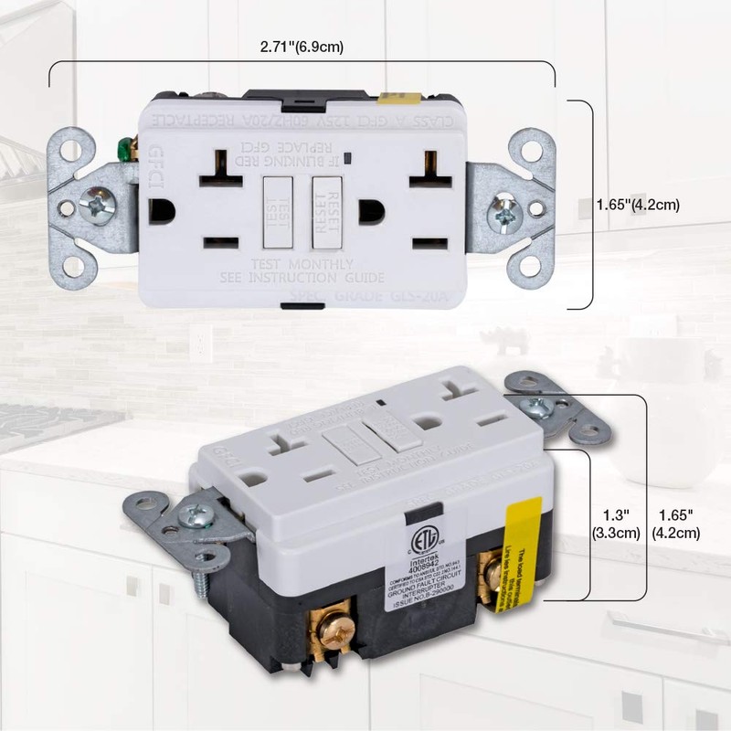 Eastman Ground Fault Circuit Interrupter, 20 Amps 125 Volts, White,