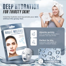 Bio Radiant Magic Melting Overnight Face Mask - Hyaluronic Acid Ultra Hydrating Hydrogel Mask - Cooling & Soothing - Rejuvenating Facial Mask w/Dewy Skin Effect - Clean Beauty Made in Korea - 6 Pack