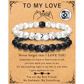 Couples Bracelets as Valentines Day Gifts for Him and Her, His and Hers Bracelets as Long Distance Relationship Gifts for Boyfriend Girlfriend, Matching Heart Bracelets as Christmas Gifts for Couples