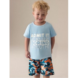 Kid Toddler Baby Boys Clothes Letter Print Top and Camouflage Shorts Summer Boy's Outfits Set(4-5T)