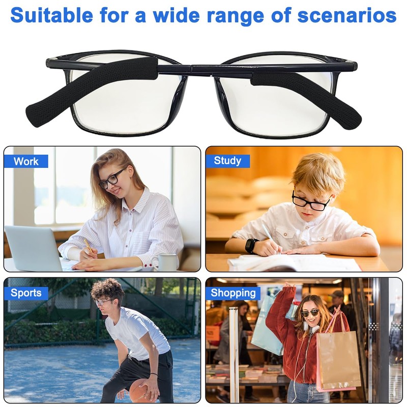 4 Pairs Anti-Slip Elastic Comfort Glasses Ear Grip, S/L, 2