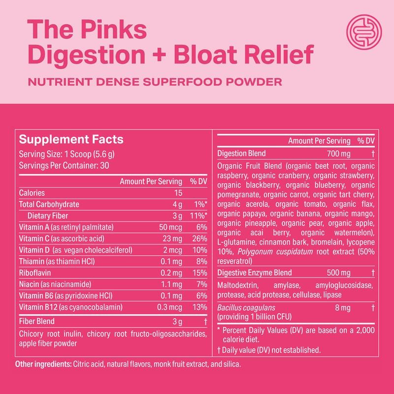 The Pinks Digestion & Bloat Relief Superfood Powder – 15