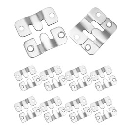 QWORK® 10 Pairs Flush Mount Bracket - Stainless Steel - Interlocking Picture Hangers Hooks for Hanging Photo Frames Mirrors and More - 44 x 19 mm
